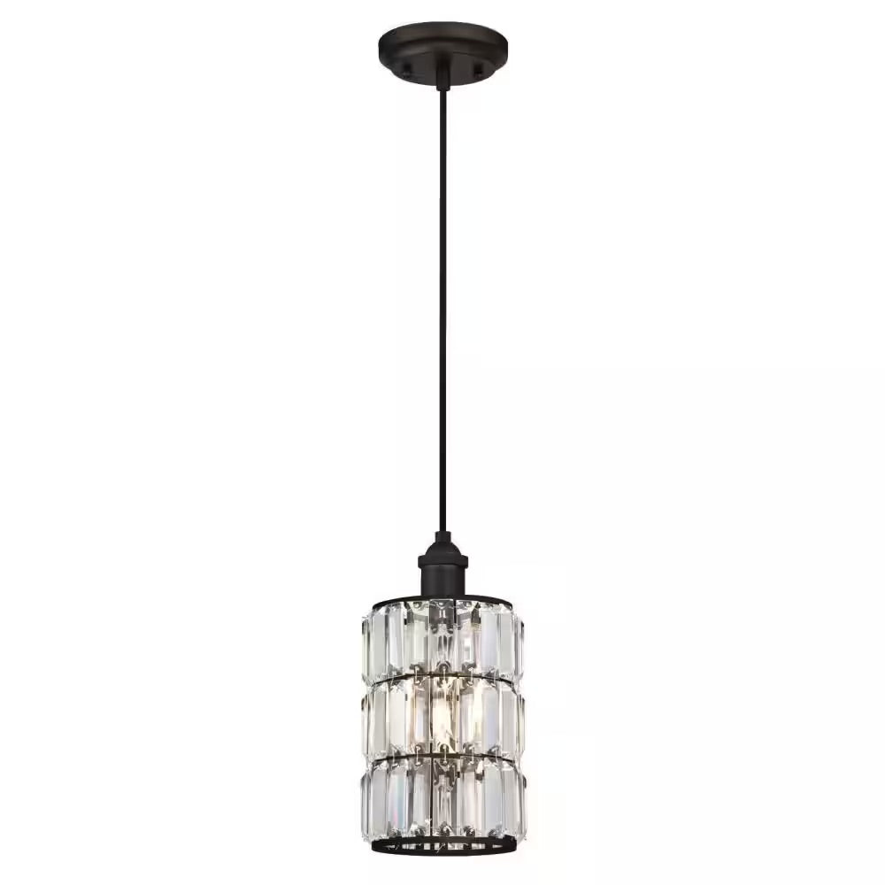 Westinghouse Sophie 1-Light Oil Rubbed Bronze Mini Pendant with Crystal Prism Shade