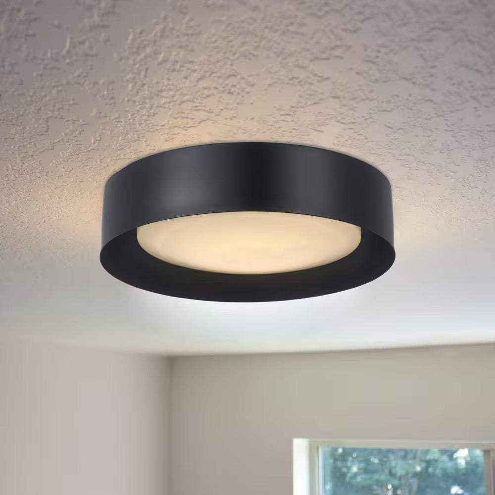 Monteaux Lighting Monteaux 13 in. Black Integrated LED Flush Mount Kitchen Ceiling Light Fixture