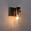 Zevni Musom 1-Light Modern Brass Gold Wall Sconce, Seeded Glass Black Bathroom Vanity Light, Powder Room DIY Tube Bath light