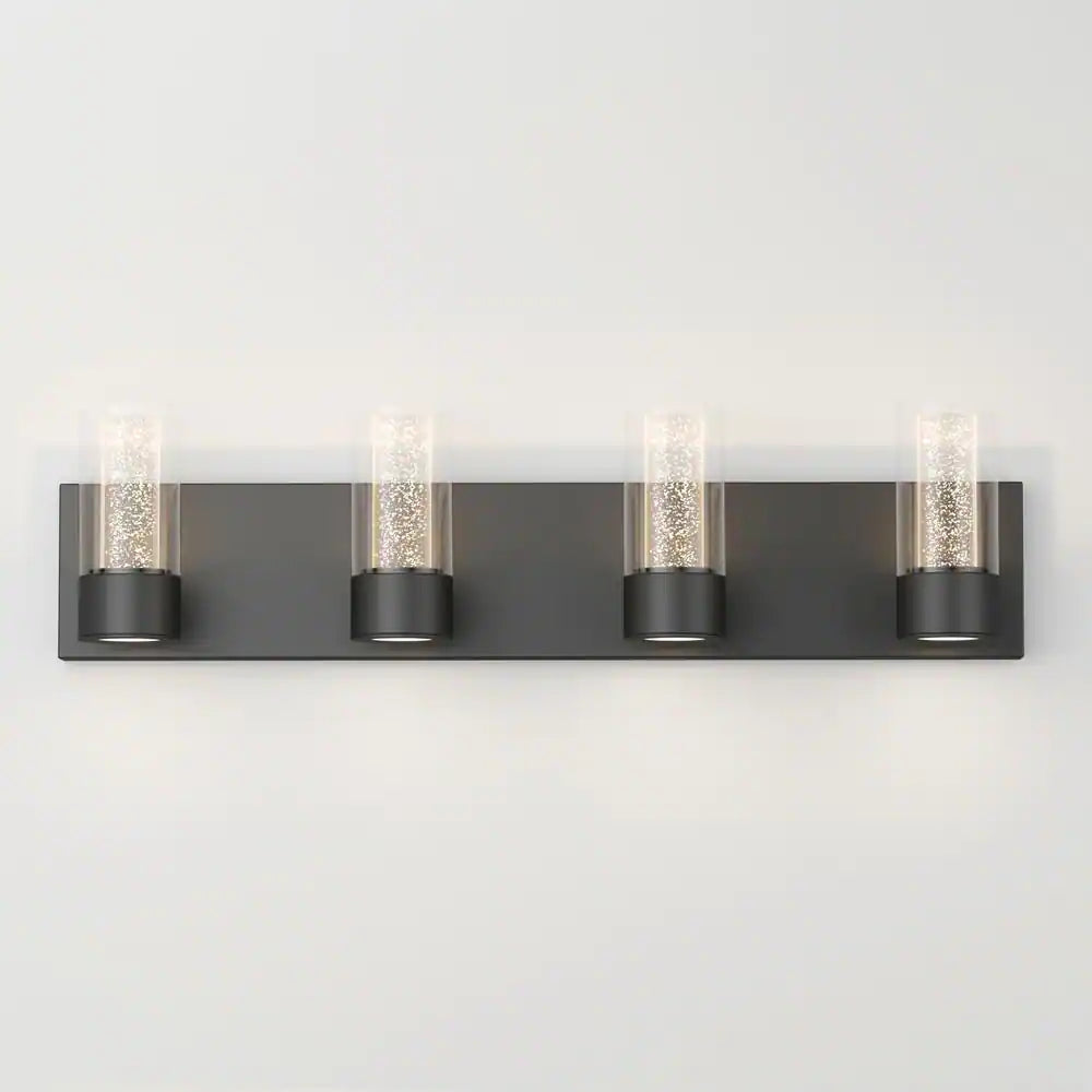 Artika Essence 27 in. 4-Light Integrated LED Black Modern Vanity Light Bar Wall Fixture for Bathroom Mirror with Bubble Finish