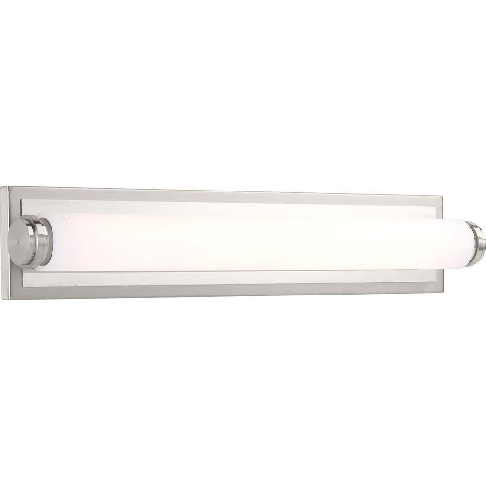 Progress Lighting Concourse LED Collection 24" Brushed Nickel Etched White Glass Modern Bath Vanity Light