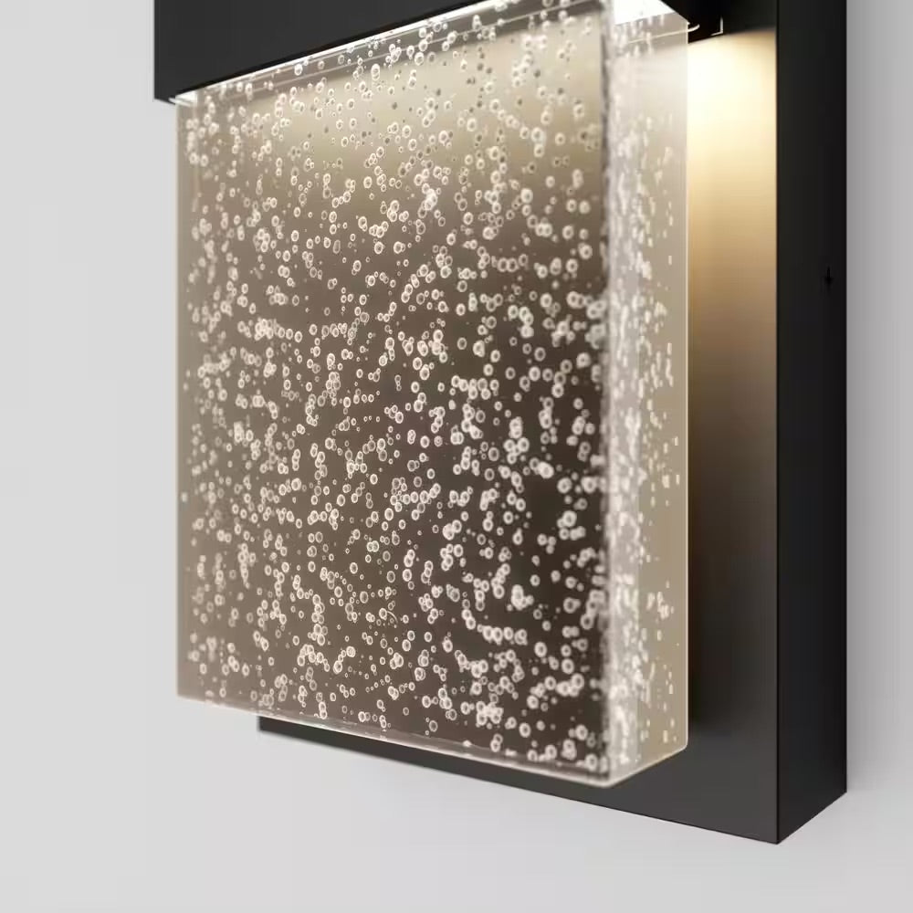 Artika Mazza Black Modern Bubble Glass Integrated LED Indoor/Outdoor Hardwired Garage and Porch Light Wall Lantern Sconce