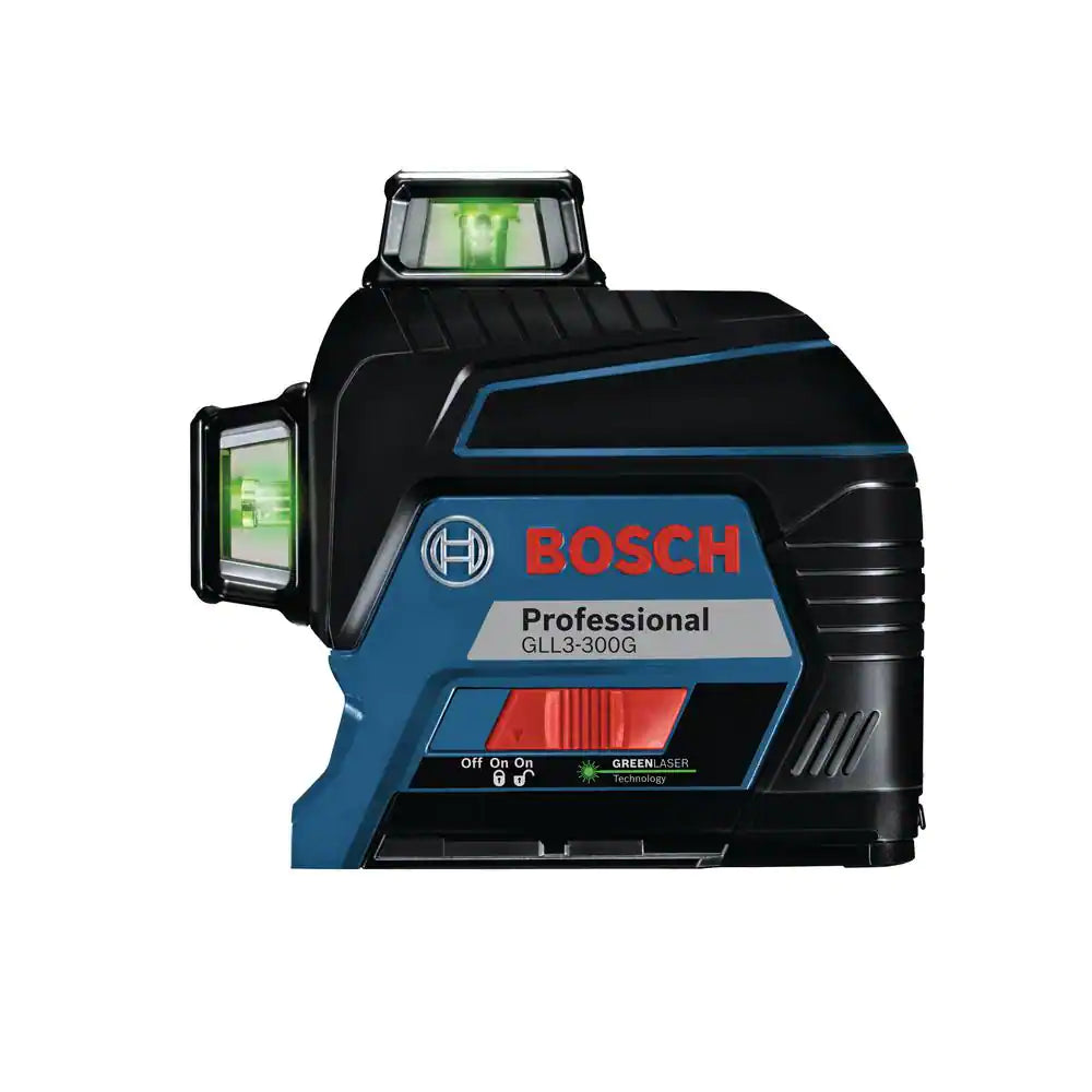 Bosch 200 ft. Green 360-Degree Laser Level Self Leveling with Visimax Technology, Fine Adjustment Mount and Hard Carrying Case