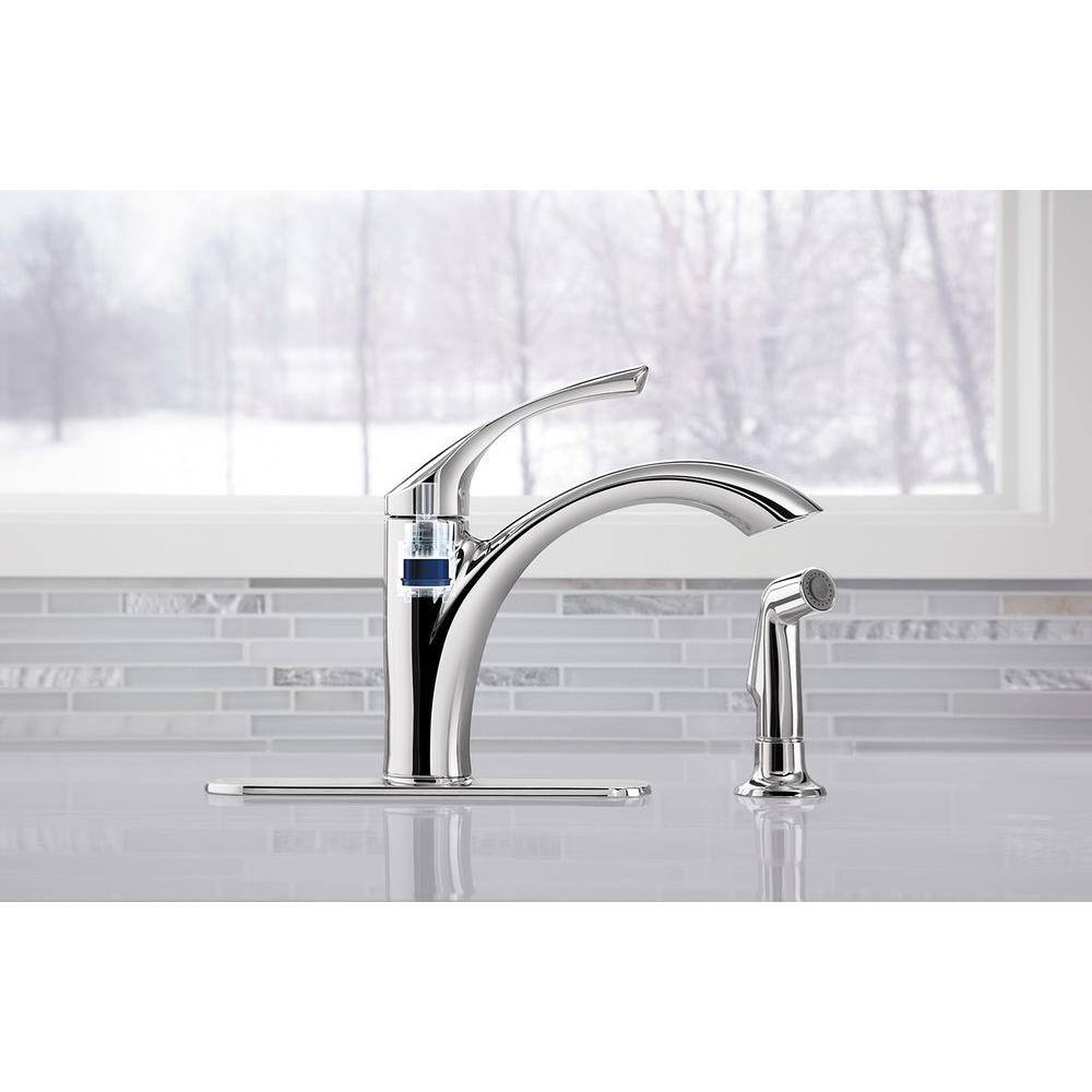 KOHLER Mistos Single-Handle Standard Kitchen Faucet with Side Sprayer in Polished Chrome