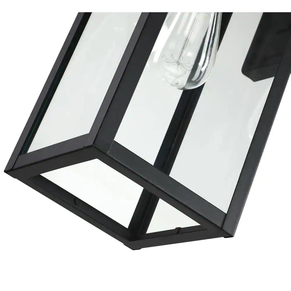 Pia Ricco 1-Light Matte Black Not Solar Outdoor Wall Lantern Sconce with clear Glass