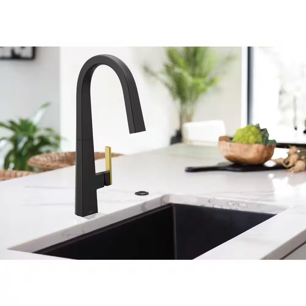 MOEN Nio Single-Handle Pull-Down Sprayer Kitchen Faucet with Reflex and Power Clean in Matte Black