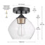 Globe Electric Harrow 1-Light Matte Black Semi-Flush Mount Ceiling Light with Gold Accent Socket and Clear Glass Shade