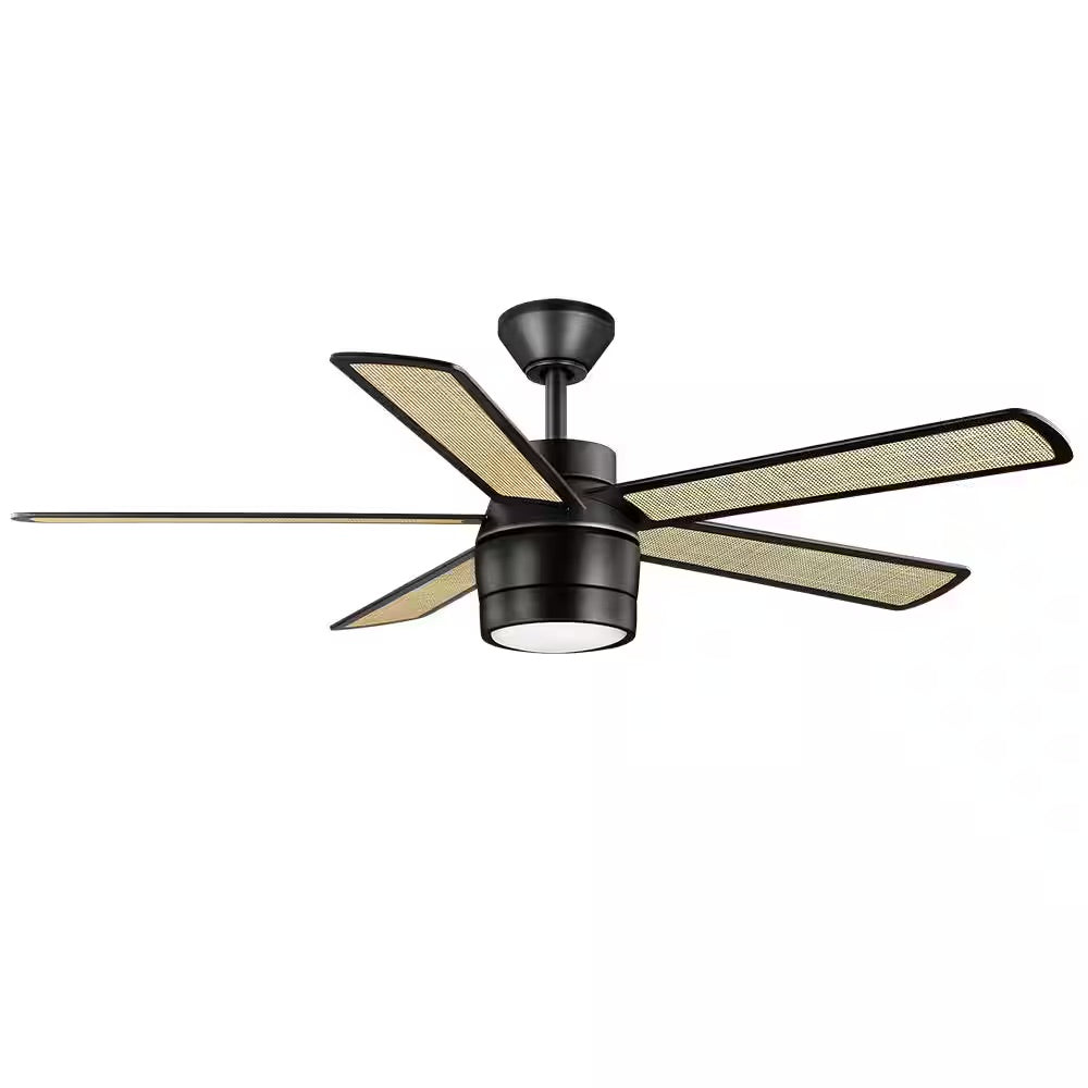 Home Decorators Collection Junedale 52 in. White Color Changing Integrated LED Indoor/Outdoor Matte Black Ceiling Fan with Light Kit and Remote