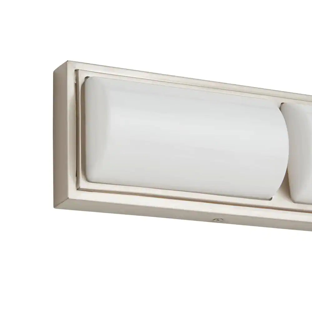 Hampton Bay Bingham 24.02 in. 1-Light Brushed Nickel Integrated LED Bathroom Vanity Light Bar with Frosted Acrylic Shade