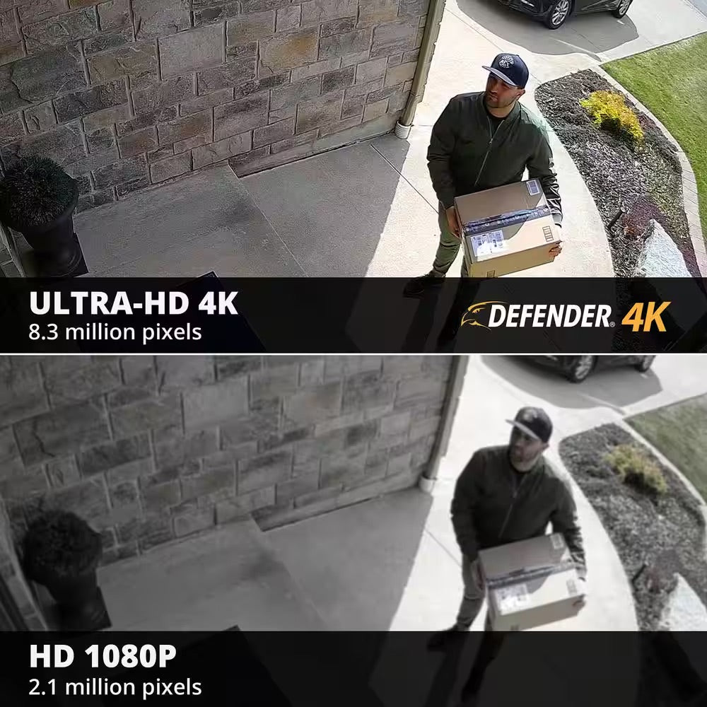 Defender Vision Ultra HD 4K (8MP) 8 Channel 1TB DVR Wired Security Camera System with Remote Viewing and 8 Cameras
