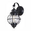 Home Decorators Collection Greer 1-Light Black Exterior Wall Lantern Sconce with Caged Seeded Glass