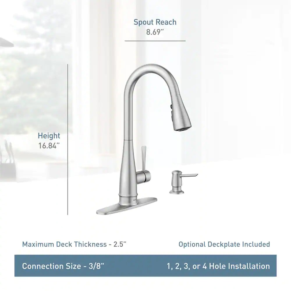 MOEN Birchfield Single-Handle Pull-Down Sprayer Kitchen Faucet with Reflex and PowerBoost in Spot Resist Stainless