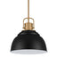 Home Decorators Collection Shelston 13 in. 1-Light Black and Brass Hanging Kitchen Pendant Light with Metal Shade