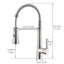 Boyel Living Silver Stainless Steel Faucet Single-Handle Pull-Down Sprayer Kitchen Faucet