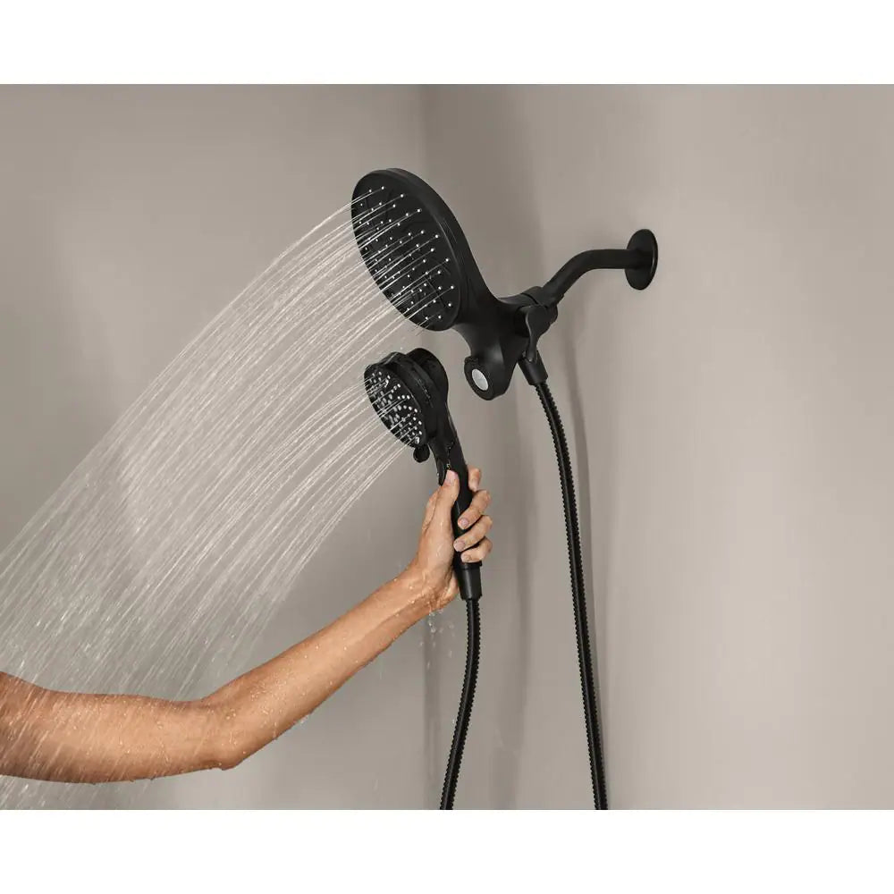 MOEN Magnetix 6-Spray Patterns with 1.75 GPM 6.75 in. Wall Mount Dual Shower Heads and Handheld in Matte Black
