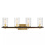 Hampton Bay Boswell Quarter 4-Light Vintage Brass Vanity Light with Black Distressed Wood Accents