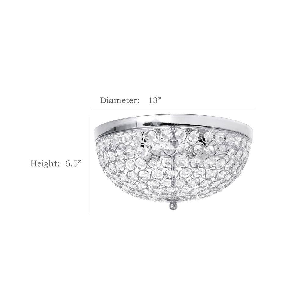 Elegant Designs 13 in. 2 Light Elipse Crystal Flush Mount Ceiling Light 2 Pack, Chrome