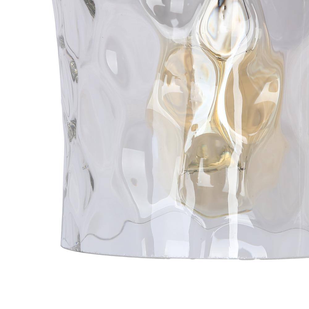 Zevni 20 in. Modern 3-Light Black Wall Sconce Brass Gold Transitional Bath Lighting Water Glass Shade Bathroom Vanity Light