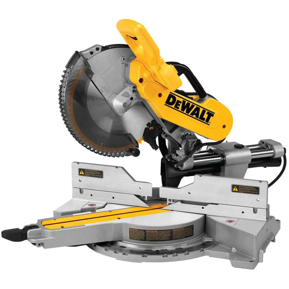 DEWALT 15 Amp Corded 12 in. Double Bevel Sliding Compound Miter Saw, Blade Wrench and Material Clamp