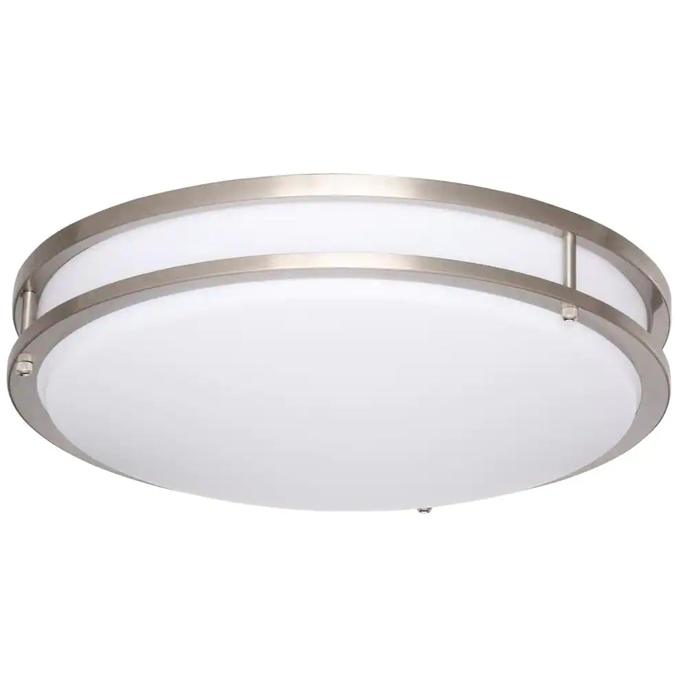 Hampton Bay 16 in. 1-Light Brushed Nickel Dimmable LED Flush Mount