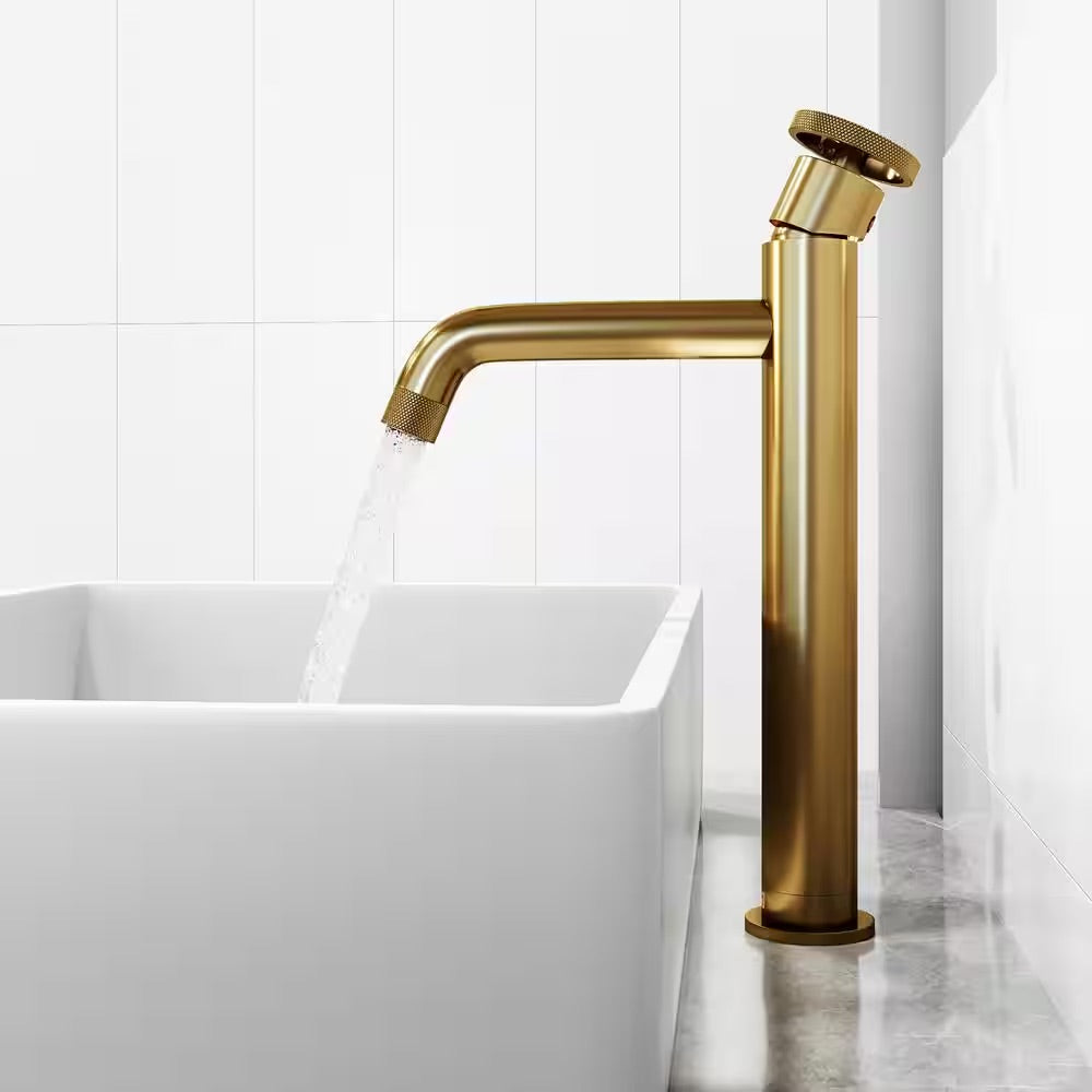 VIGO Cass Single Handle Single-Hole Bathroom Vessel Faucet in Matte Brushed Gold