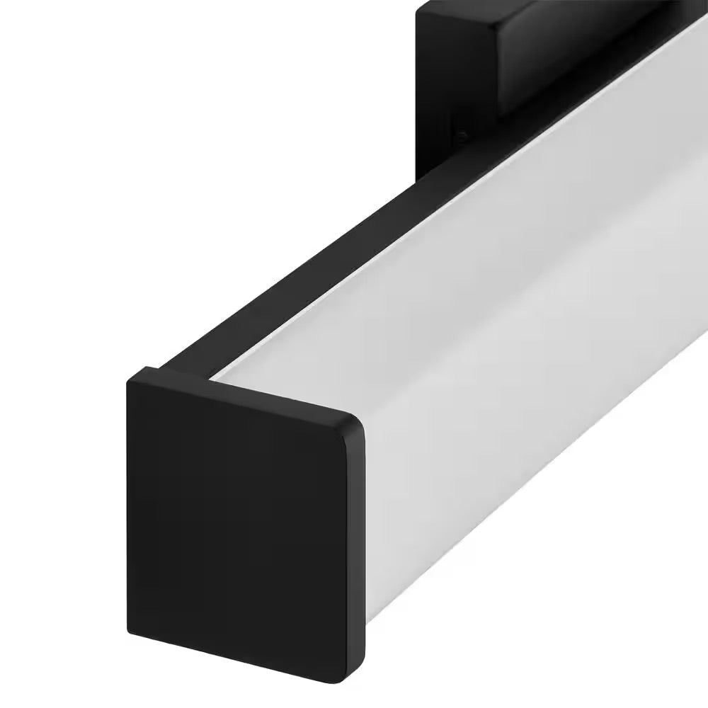 Hampton Bay Astrid 22.5 in. 1-Light Black 5-CCT Integrated LED Bathroom Vanity Light Bar with Frosted Glass