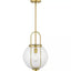 Progress Lighting Mitchella 1-Light Vintage Brass Pendant with Clear Glass Globe Shade