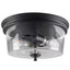 Hampton Bay Manor 13 in. Matte Black Round Flush Mount, Industrial Ceiling Light with Clear Glass Shade