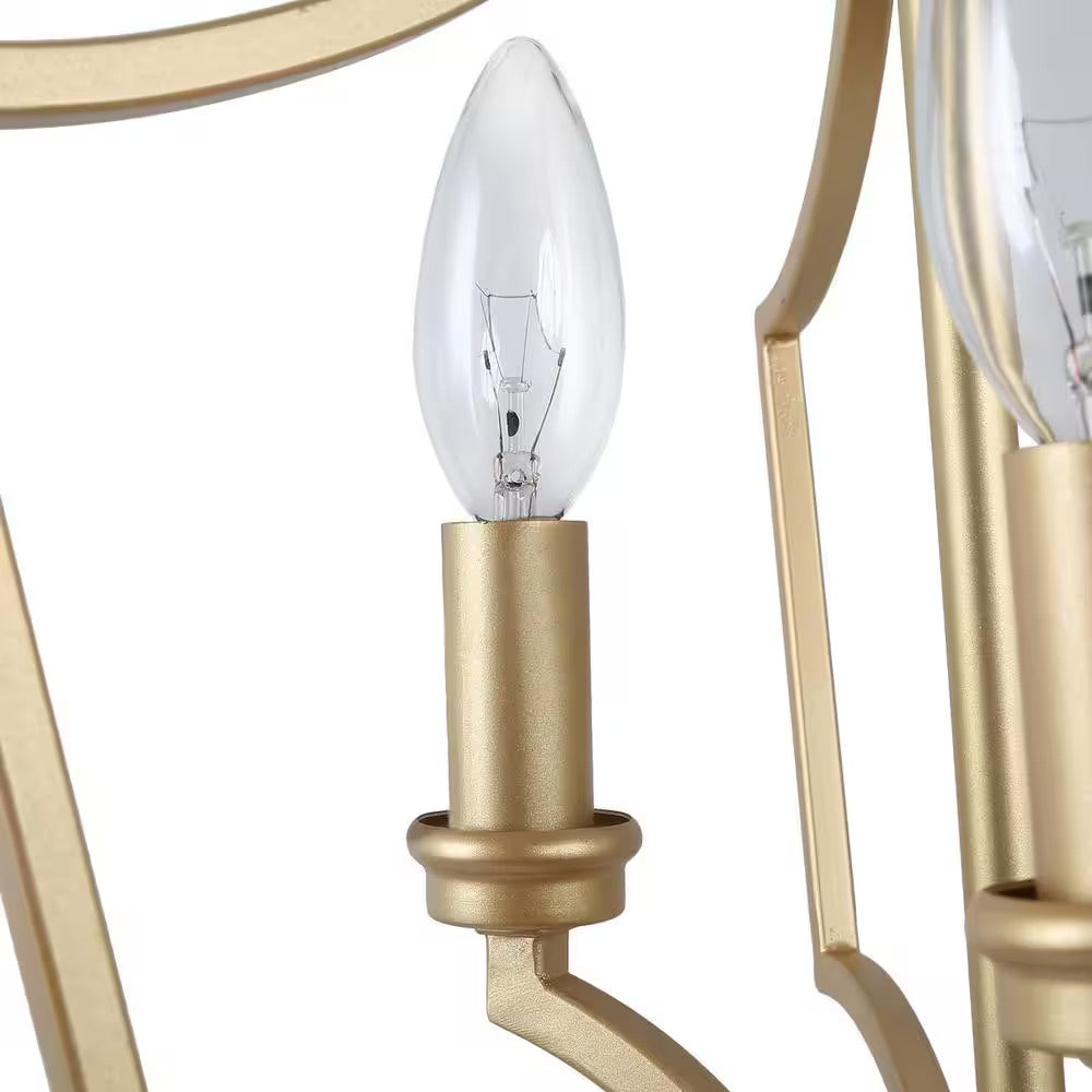 LALUZ Aritik 3-Light Modern Gold Geometric Cage Pendant Adjustable Small Candle-Style Island Chandelier