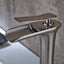 Fapully Waterfall Vessel sink Bathroom Faucet, Single Hole Single-Handle Bathroom Faucet in Brushed Nickel
