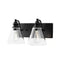 Hampton Bay Manor 15.3 in. 2-Light Matte Black Industrial Bathroom Vanity Light with Clear Glass Shades