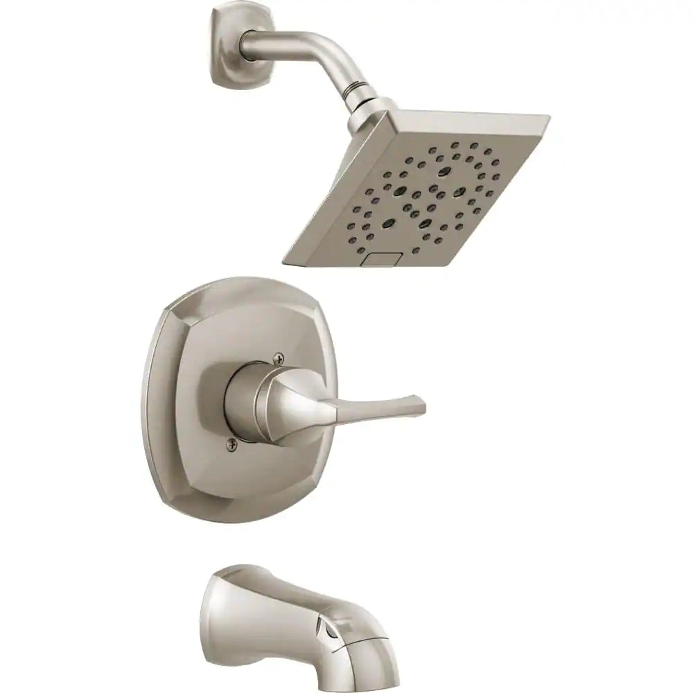 Delta Portwood Single-Handle 5-Spray Tub and Shower Faucet with H2Okinetic in SpotShield Brushed Nickel (Valve Included)