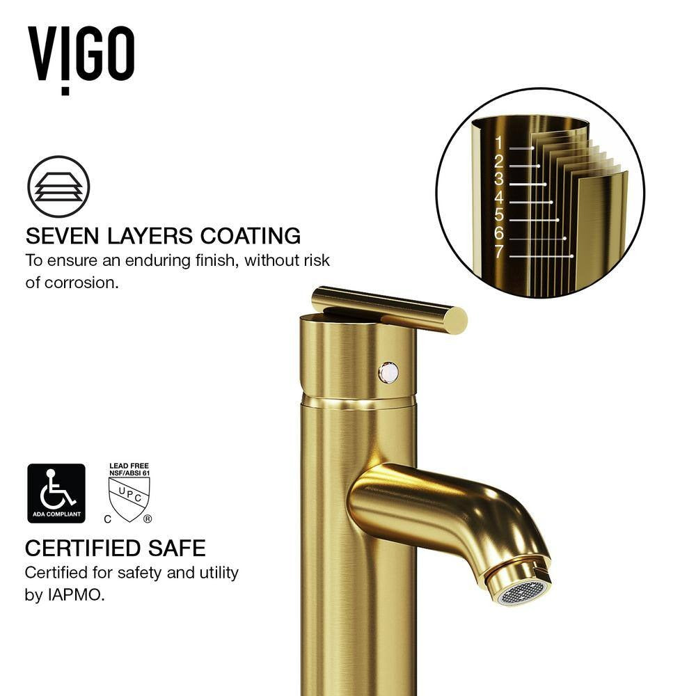 VIGO Seville Single-Handle Single Hole Bathroom Vessel Sink Faucet in Matte Gold