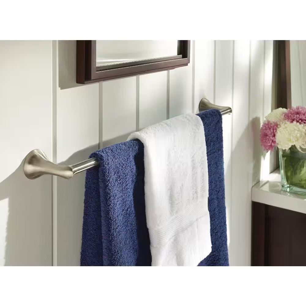 MOEN Darcy 24 in. Towel Bar with Press and Mark in Brushed Nickel