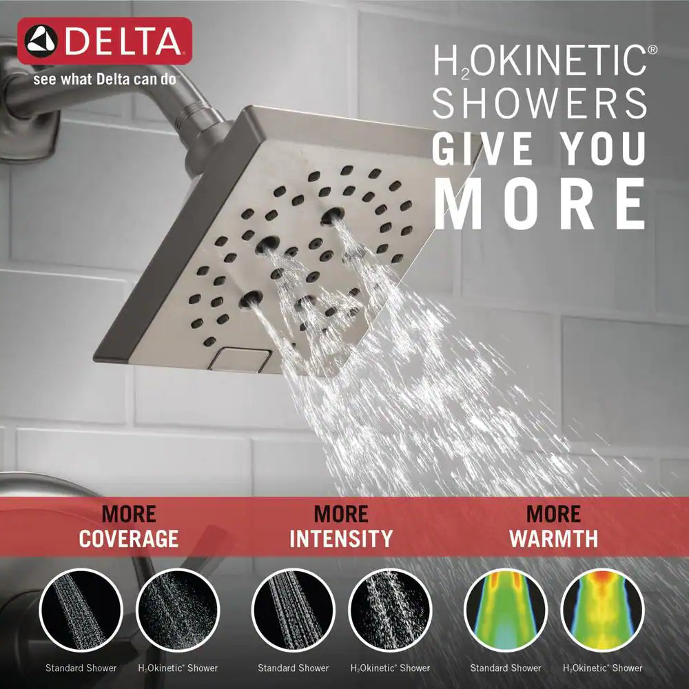 Delta Portwood Single-Handle 5-Spray Tub and Shower Faucet with H2Okinetic in SpotShield Brushed Nickel (Valve Included)