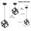 LNC Modern Black Mini Pendant Light Industrial Island Bar Hanging Ceiling Light with Square Caged Shade 1-Light Chandelier