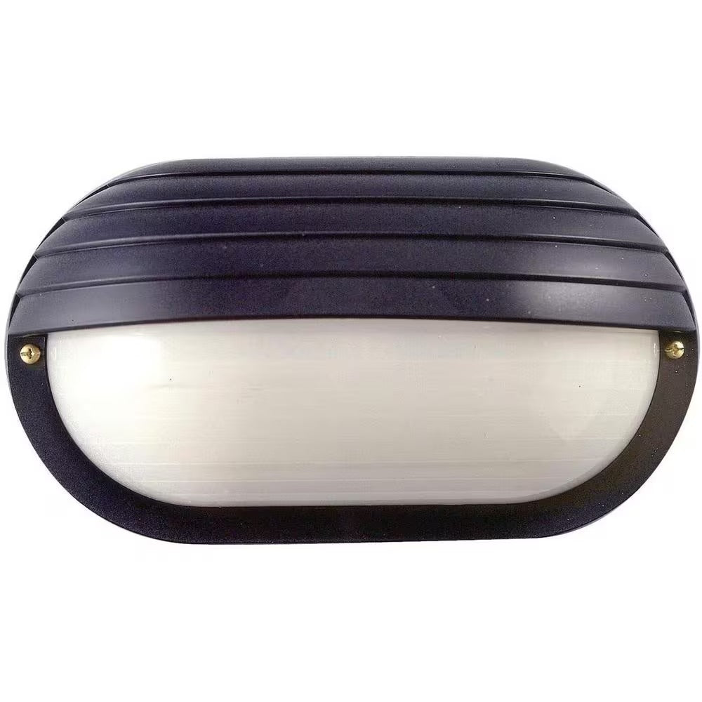 SOLUS Nautical 1-Light Black 3000K ENERGY STAR LED Outdoor Wall Mount Sconce with Eyelid & Durable Frosted Polycarbonate Lens