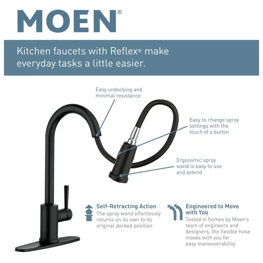 MOEN Noell Single-Handle Pull-Down Sprayer Kitchen Faucet with Reflex, Soap Dispenser and Power Clean in Mediterranean Bronze