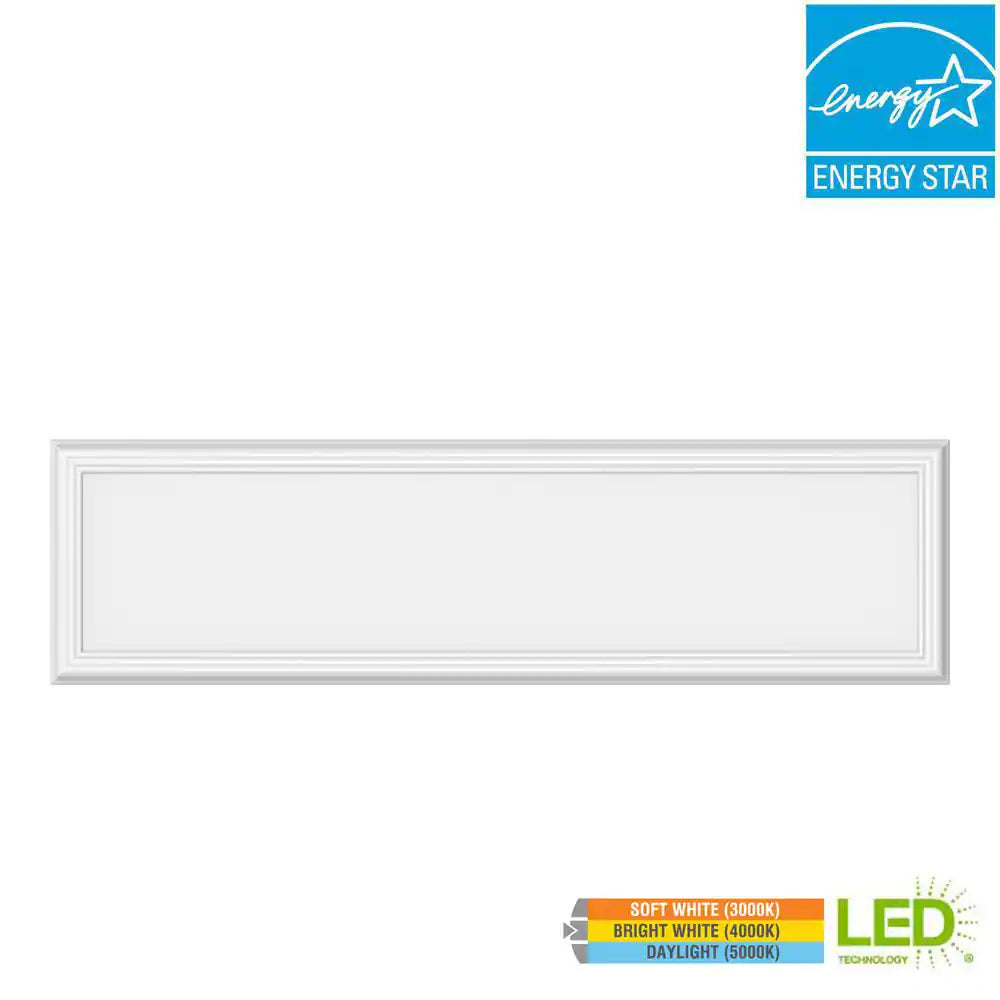 Commercial Electric 1 ft. x 4 ft. 50W Dimmable White Integrated LED Edge-Lit Deco Flat Panel Flush Mount Ceiling Light with CCT
