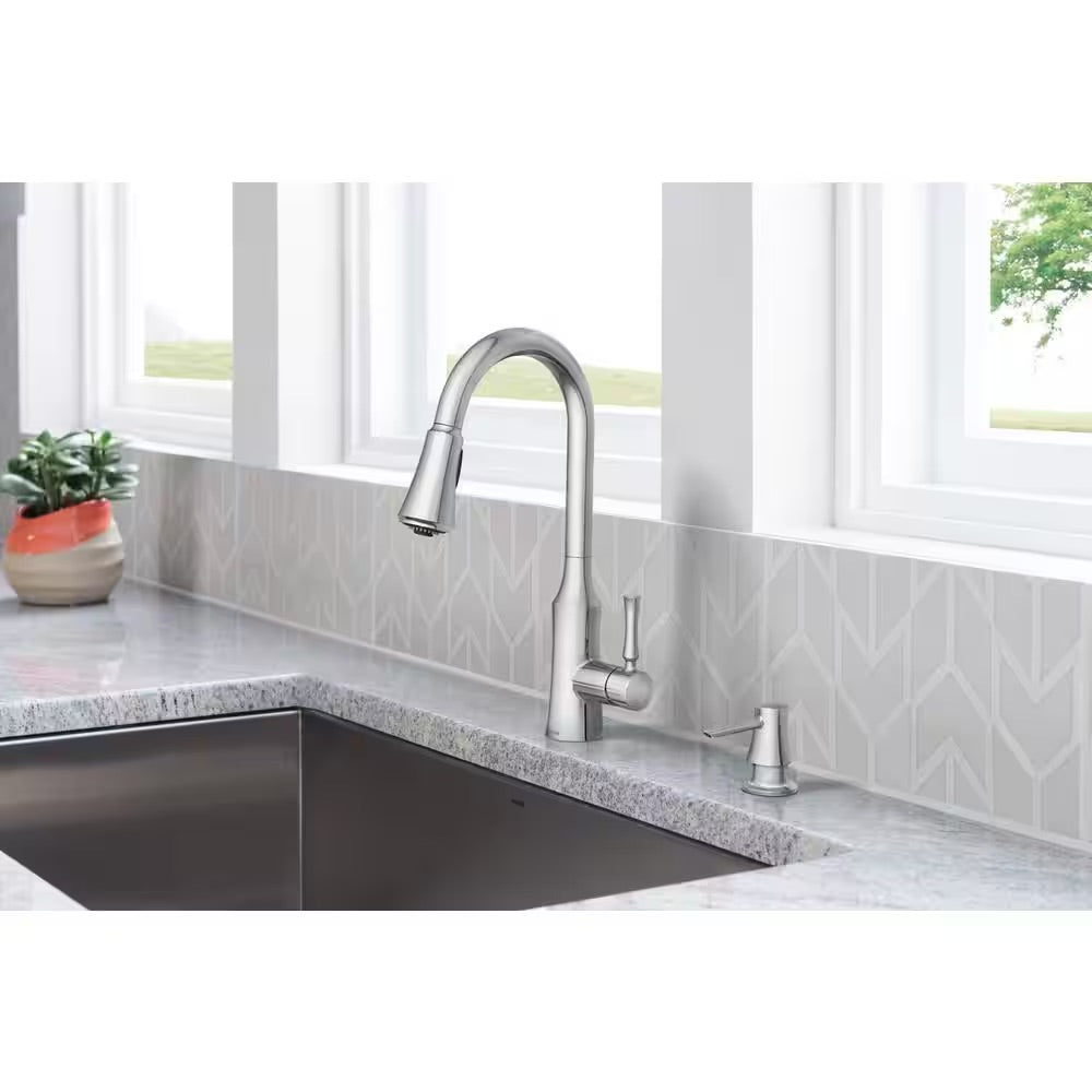 MOEN Venango Single-Handle Pull-Down Sprayer Kitchen Faucet with Reflex and Power Clean Attachments in Chrome