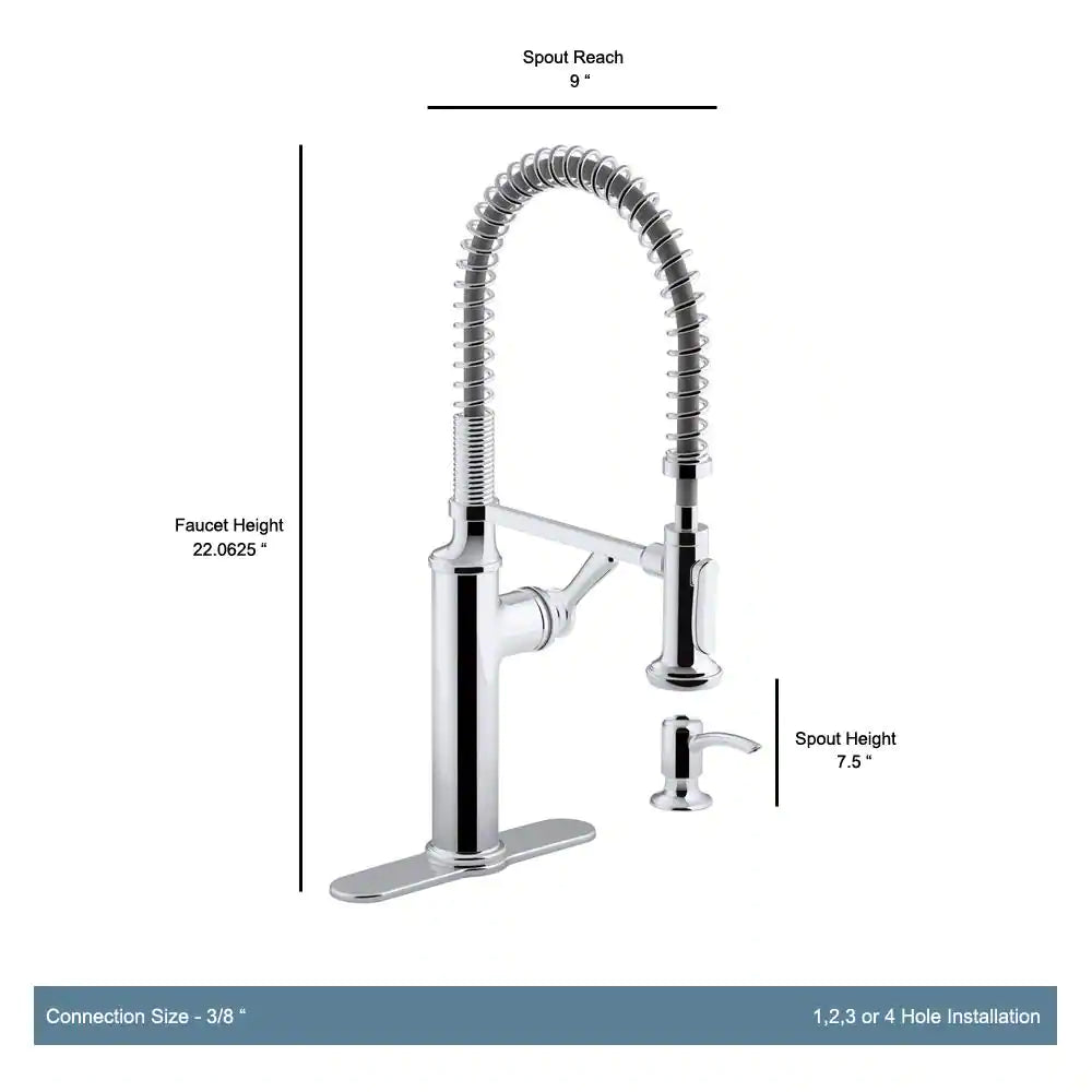 KOHLER Sous Pro-Style Single-Handle Pull-Down Sprayer Kitchen Faucet in Chrome