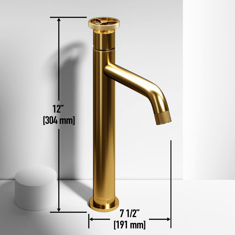 VIGO Cass Single Handle Single-Hole Bathroom Vessel Faucet in Matte Brushed Gold