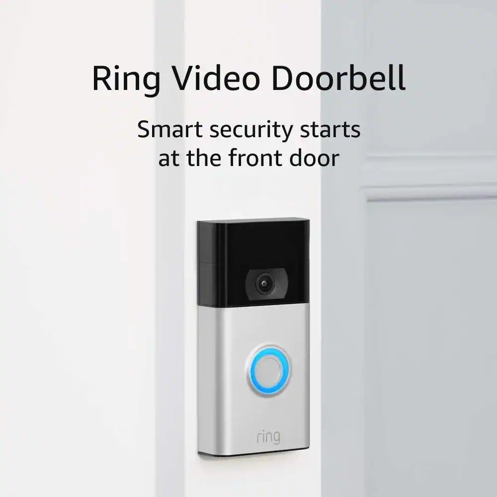 Ring 1080p Wi-Fi Video Wired and Wireless Smart Video Door Bell Camera, Works with Alexa, Satin Nickel