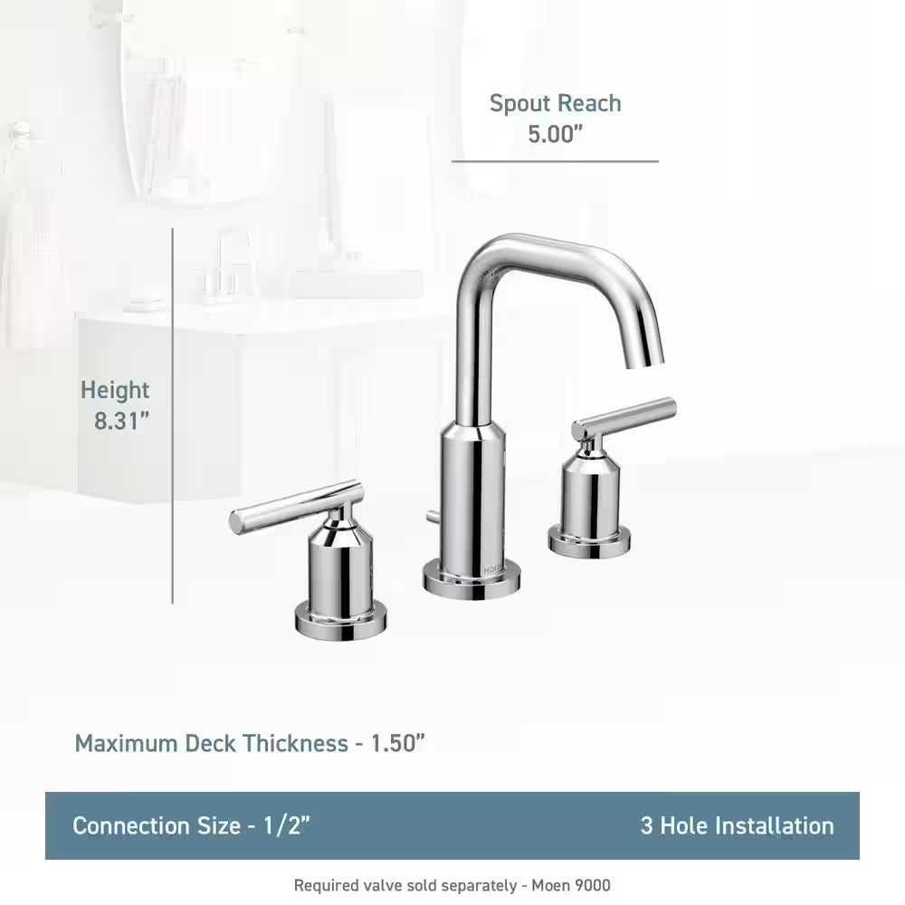 MOEN Gibson 8 in. Widespread 2-Handle High-Arc Bathroom Faucet Trim Kit in Chrome (Valve Not Included)