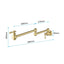 UKISHIRO Wall Mounted Pot Filler with 2- Handle in Brushed Gold