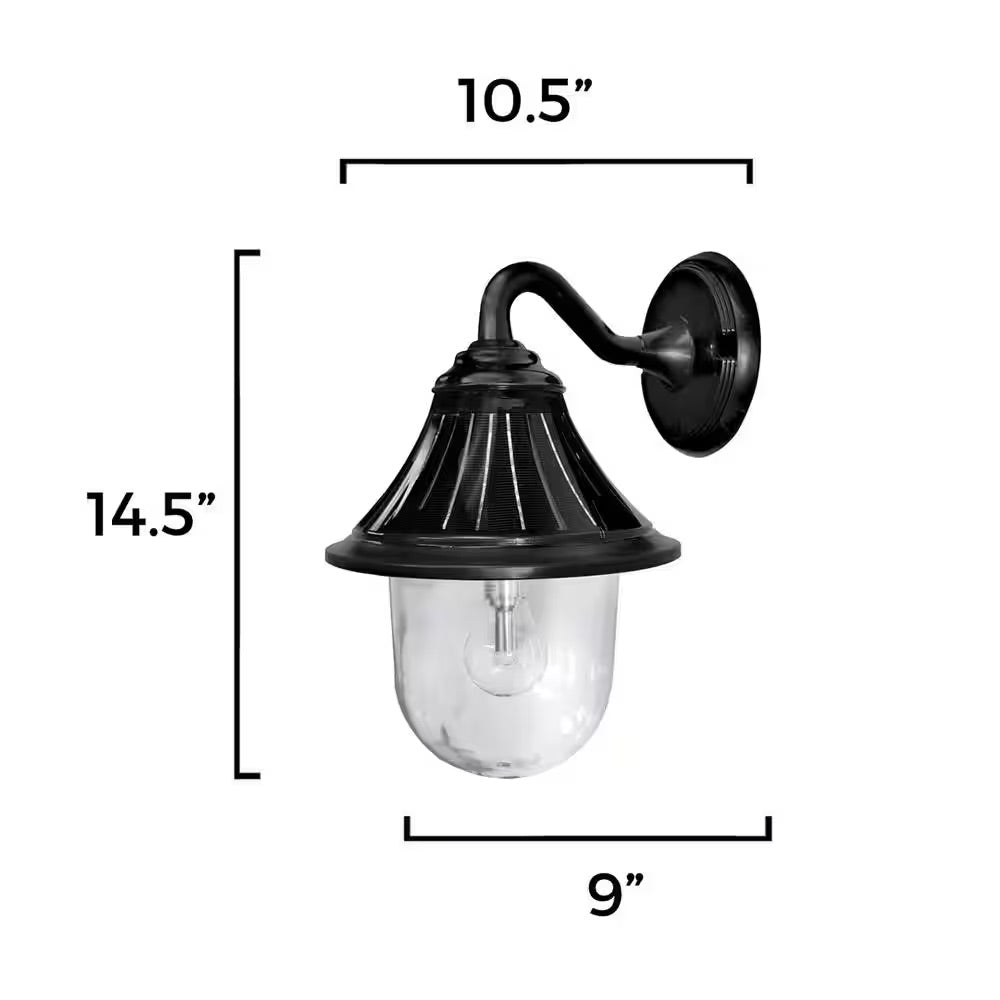Gama Sonic Orion 1-Light Black Solar LED Outdoor Wall Sconce with Morph Technology and GS Warm White LED Bulb