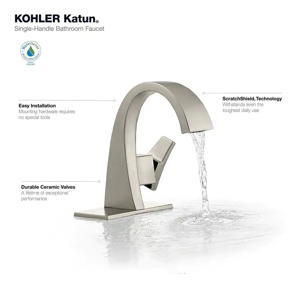 KOHLER Katun Single Hole 1-Handle Bathroom Faucet in Vibrant Brushed Nickel
