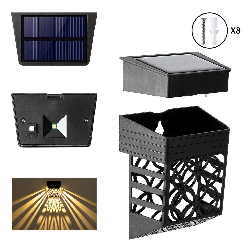 GIGALUMI Solar Black LED Deck Rail Light Waterproof (8-Pack)