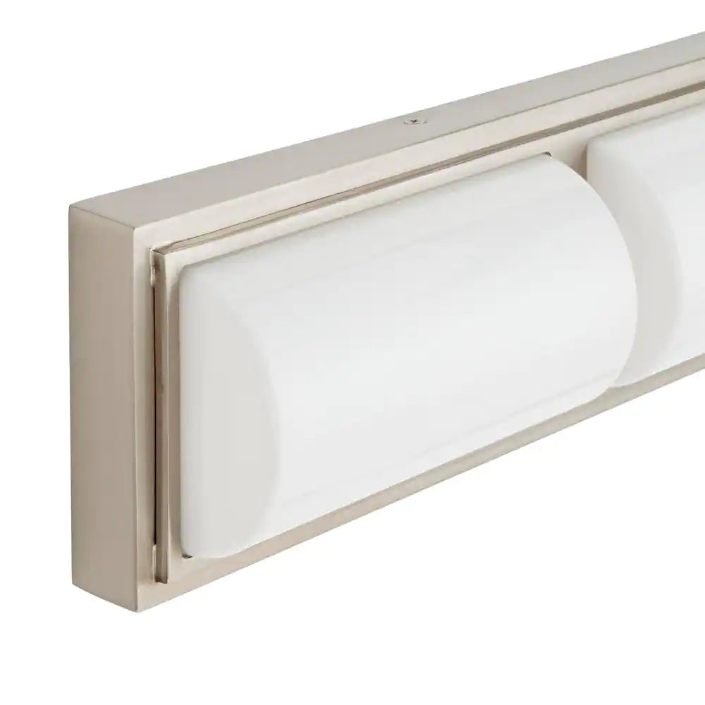 Hampton Bay Bingham 24.02 in. 1-Light Brushed Nickel Integrated LED Bathroom Vanity Light Bar with Frosted Acrylic Shade
