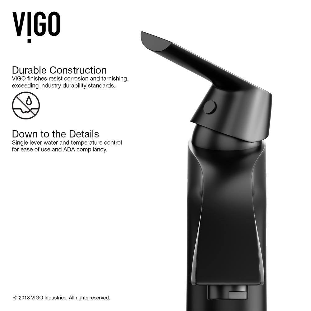 VIGO Linus Single-Handle Single Hole Bathroom Vessel Sink Faucet in Matte Black